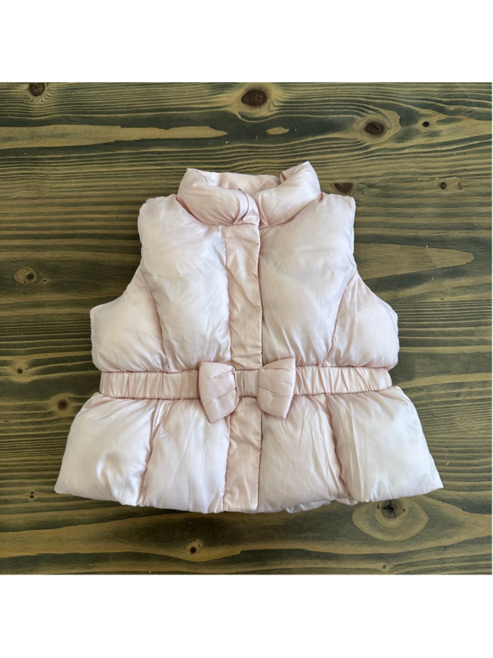 Baby Gap Pink Puffer Vest 0-6 Months Bow Detail Snap Front
